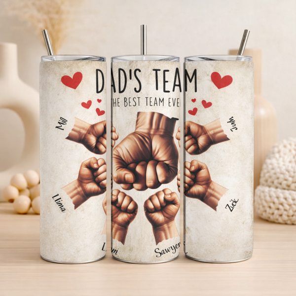 Dad's Team 20oz insulated steel tumbler - choose up to 6 names