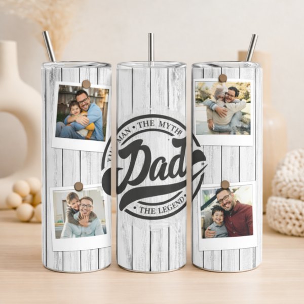 Personalised Dad Tumbler – The Man The Myth The Legend Cup, Custom Photo Gift for Father’s Day