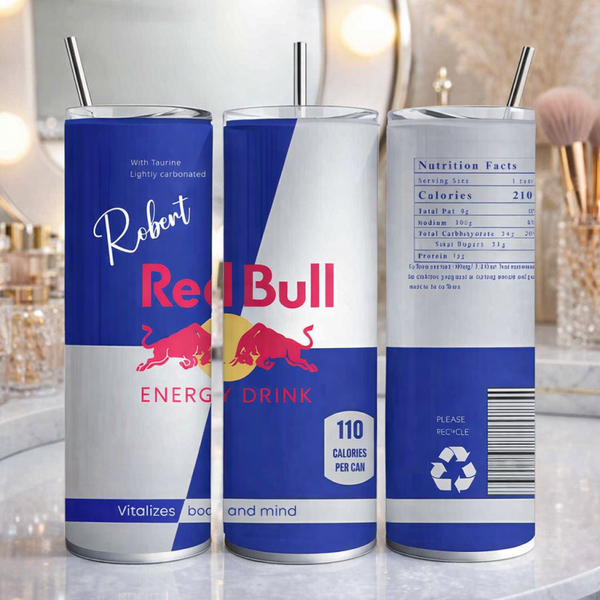 Personalised Red Bull 20oz steel tumbler