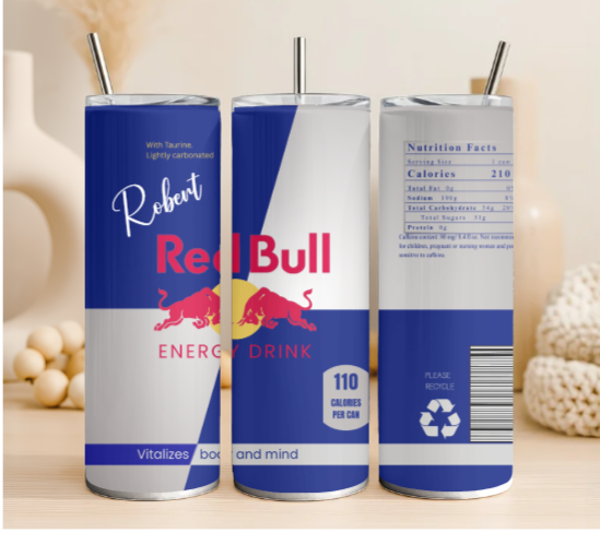 Personalised Red Bull 20oz steel tumbler