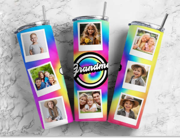 Personalised Grandma 20oz insulated steel tumbler - add 8 photos