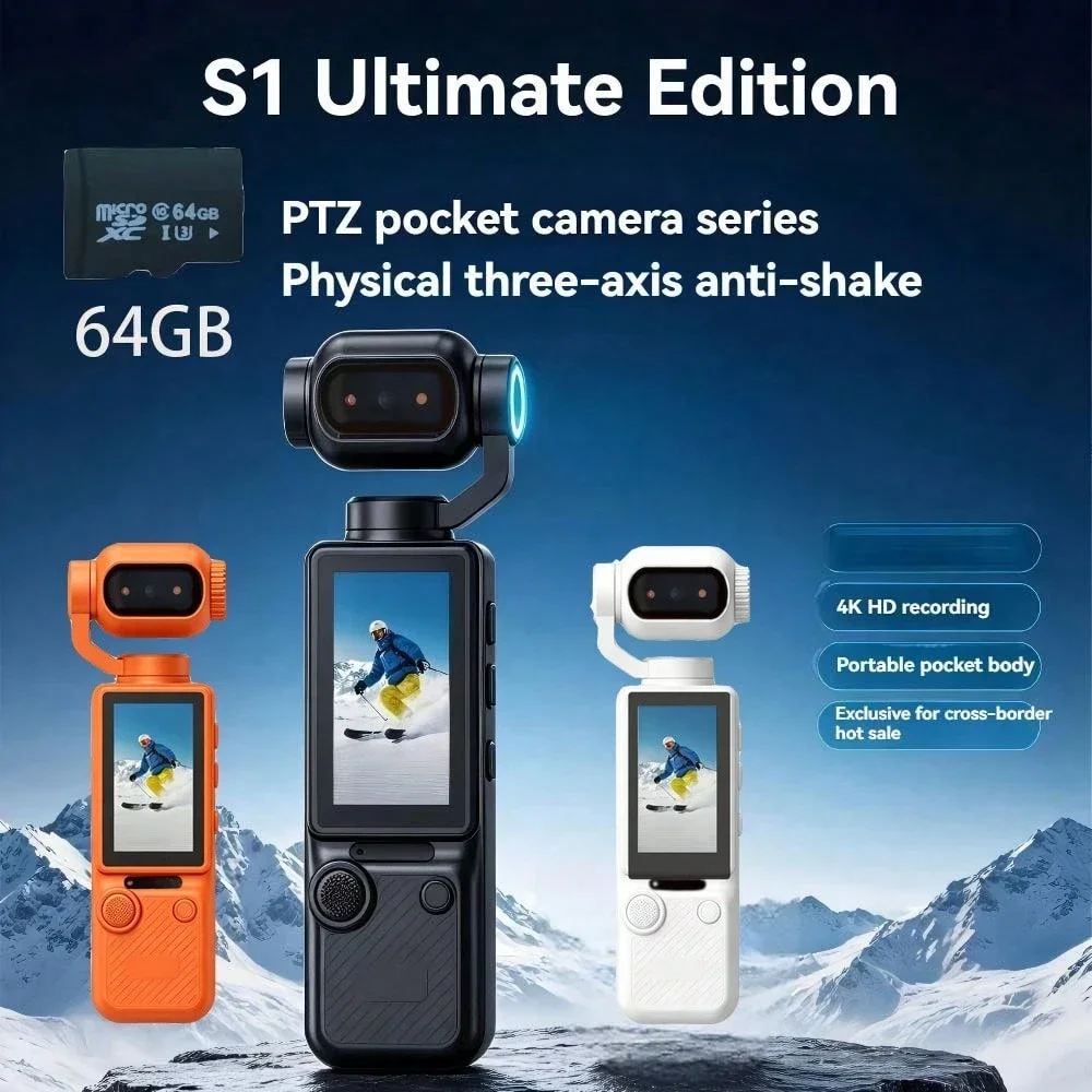 Draagbare handheld digitale camera, 4K-video-opname, 270°