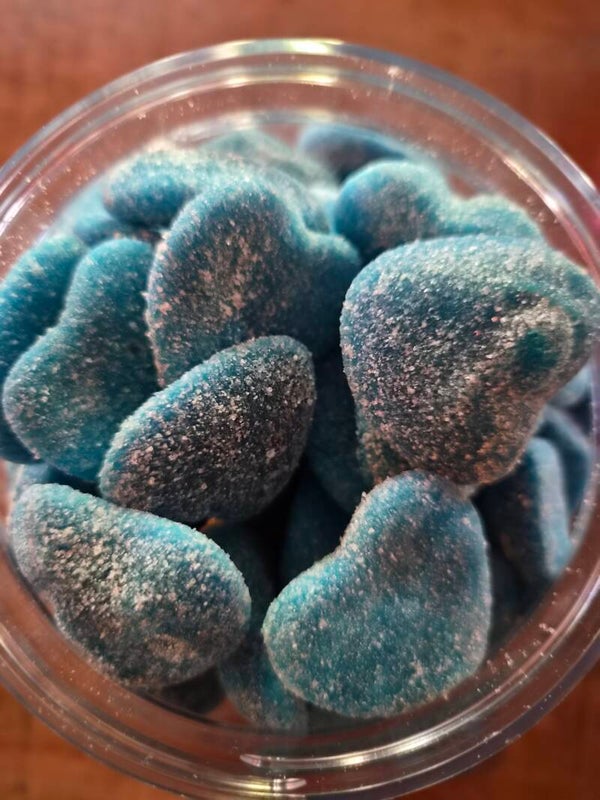 Sour filled Blue Hearts