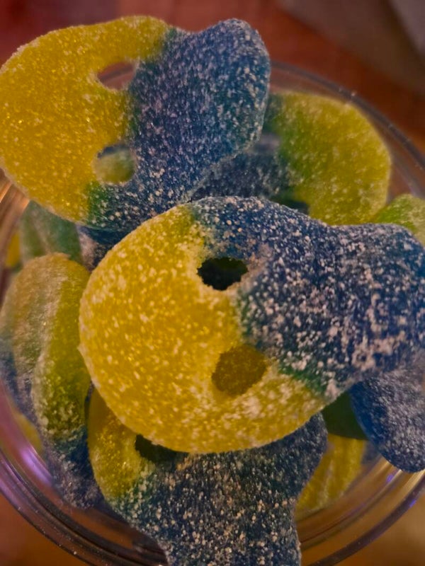 Duo skulls geel/blauw ----Veggie----