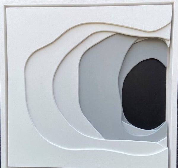 3D (MDF) Halve cirkels zwart/wit 30x40 cm inclusief baklijst