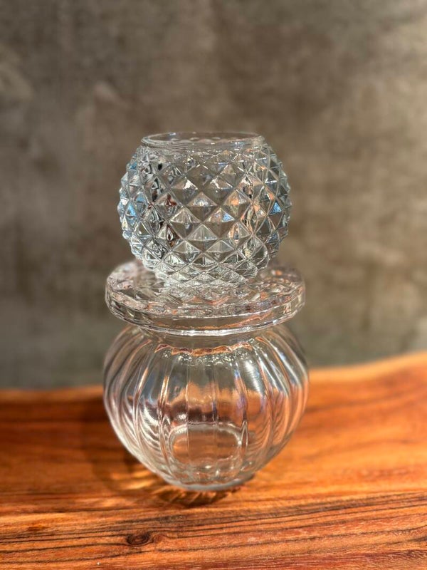 Kandelaar glas wit - waxinelichtje (16 cm)