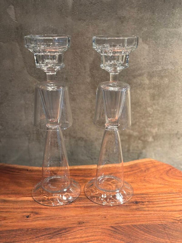 Kandelaar glas wit (30 cm)