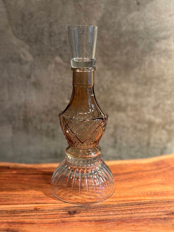 Kandelaar glas wit/bruin (21 cm)