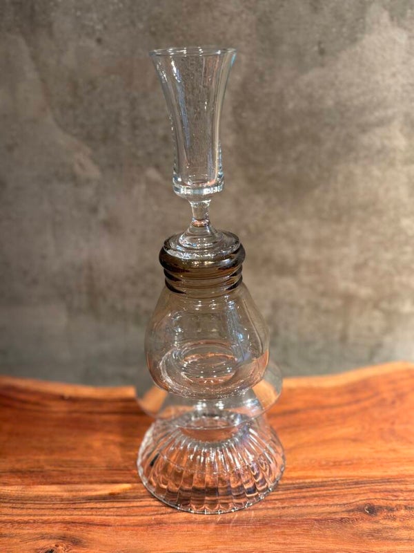Kandelaar glas wit/bruin (28 cm)