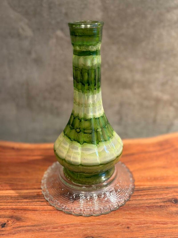 Kandelaar glas wit/groen (21 cm)