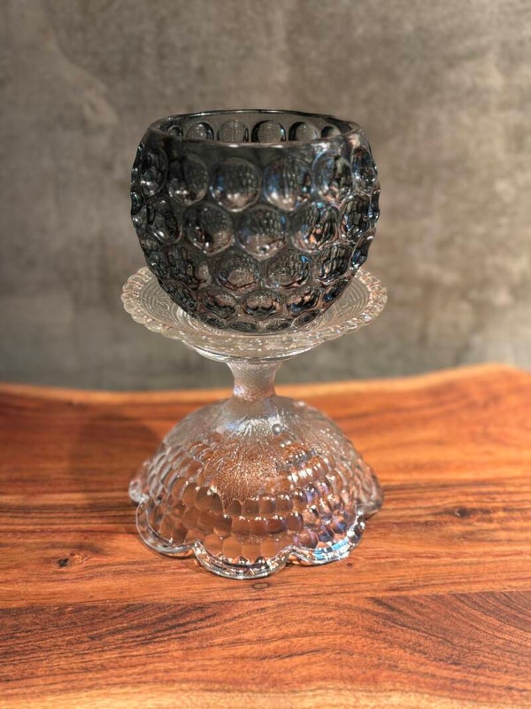 Kandelaar glas wit/groen (20 cm)