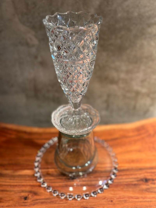 Kandelaar glas wit/groen (25 cm)
