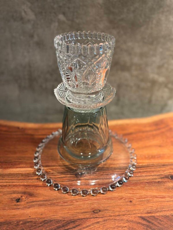 Kandelaar glas wit/groen (18 cm)