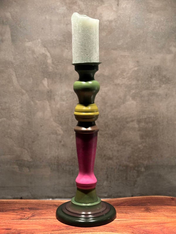 Kandelaar groen/roze (verkocht)