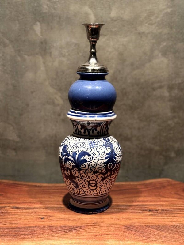 Kandelaar blauw/zilver (35 cm)