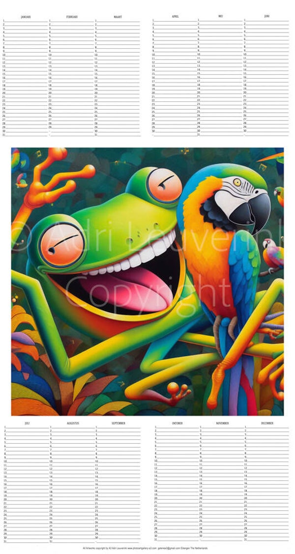 All in 1 Verjaardagskalender met kunst van A3 Kikkers 147