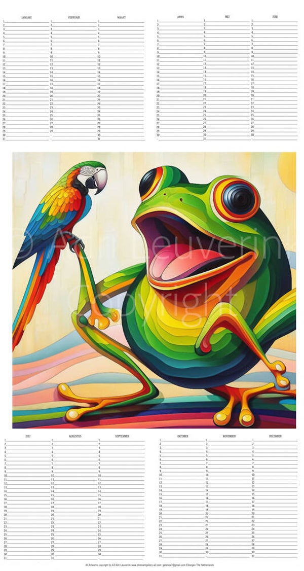 All in 1 Verjaardagskalender met kunst van A3 Kikkers 151