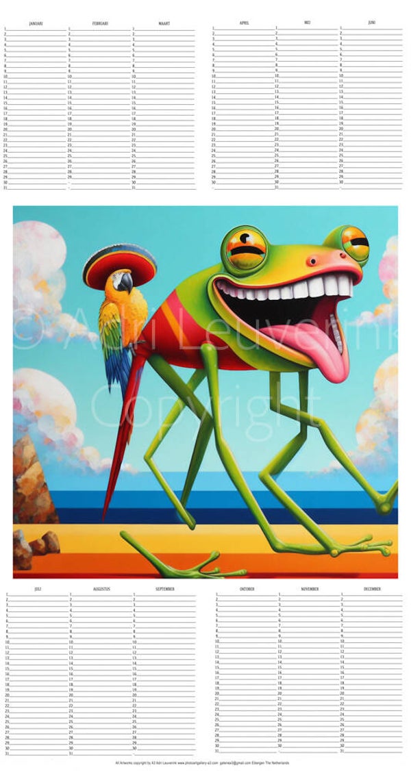 All in 1 Verjaardagskalender met kunst van A3 Kikkers 159