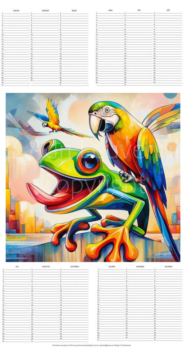All in 1 Verjaardagskalender met kunst van A3 Kikkers 173