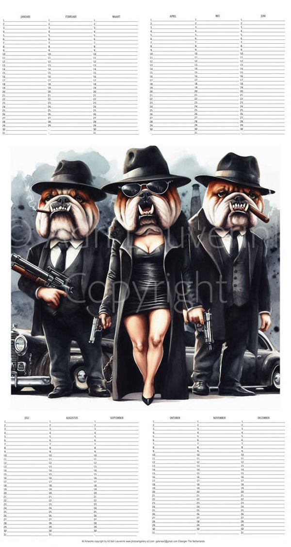 All in 1 Verjaardagskalender met kunst van A3 Gangsters 7 More 444