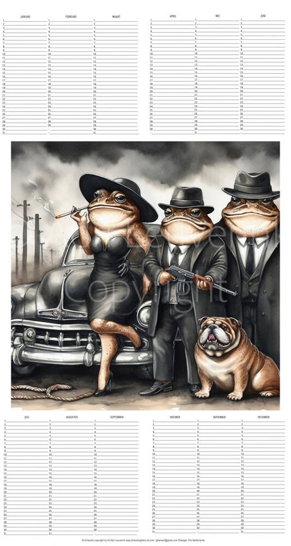 All in 1 Verjaardagskalender met kunst van A3 Gangsters 7 More 453