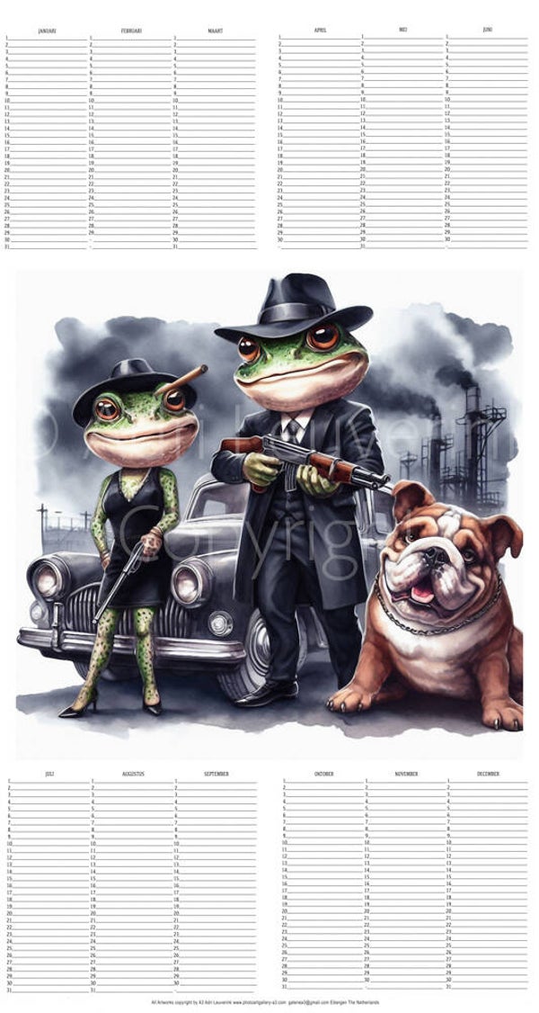 All in 1 Verjaardagskalender met kunst van A3 Gangsters 7 More 454