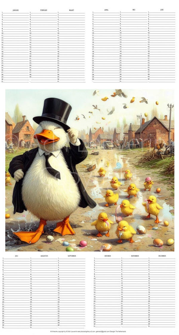 All in 1 Verjaardagskalender met kunst van A3 Eenden/Ducks 6