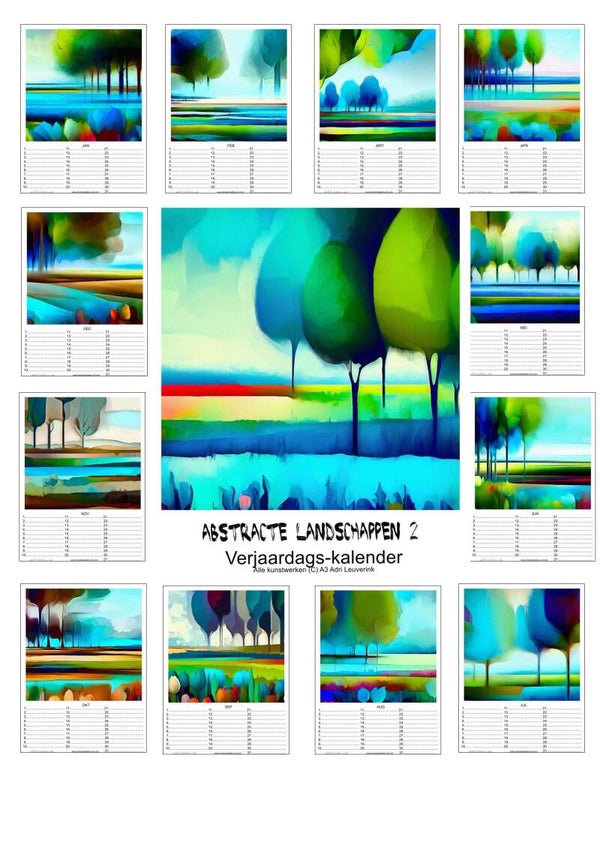 Verjaardagskalenders in A4 en A3 Landschappen diverse stijlen