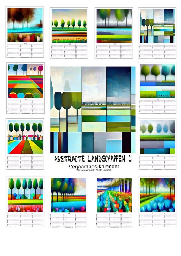 Verjaardagskalenders in A4 en A3 Landschappen diverse stijlen