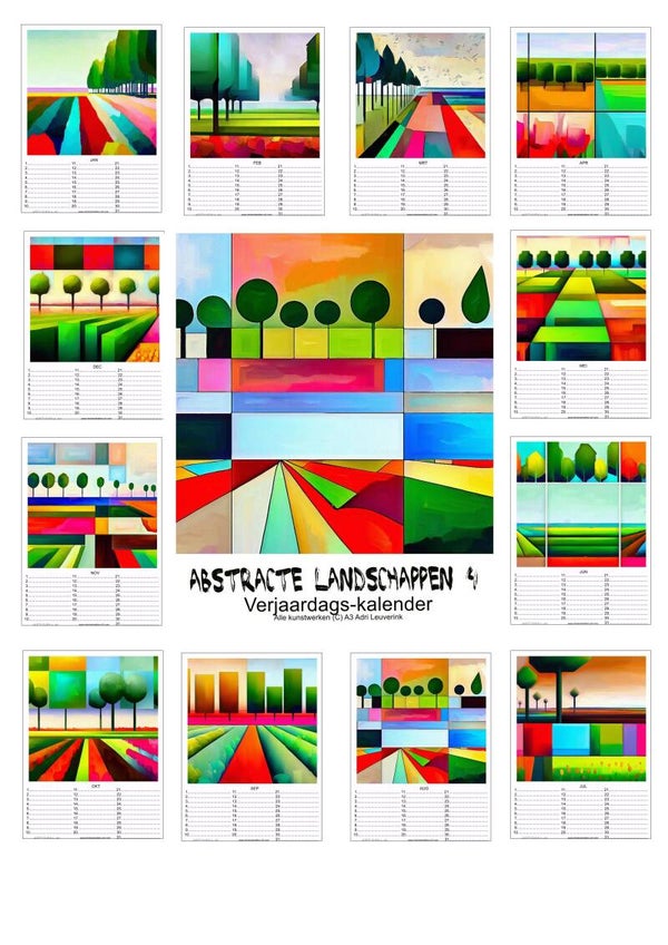 Verjaardagskalenders in A4 en A3 Landschappen diverse stijlen