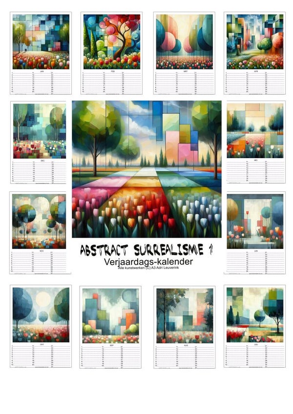 Verjaardagskalenders in A4 en A3 Landschappen diverse stijlen