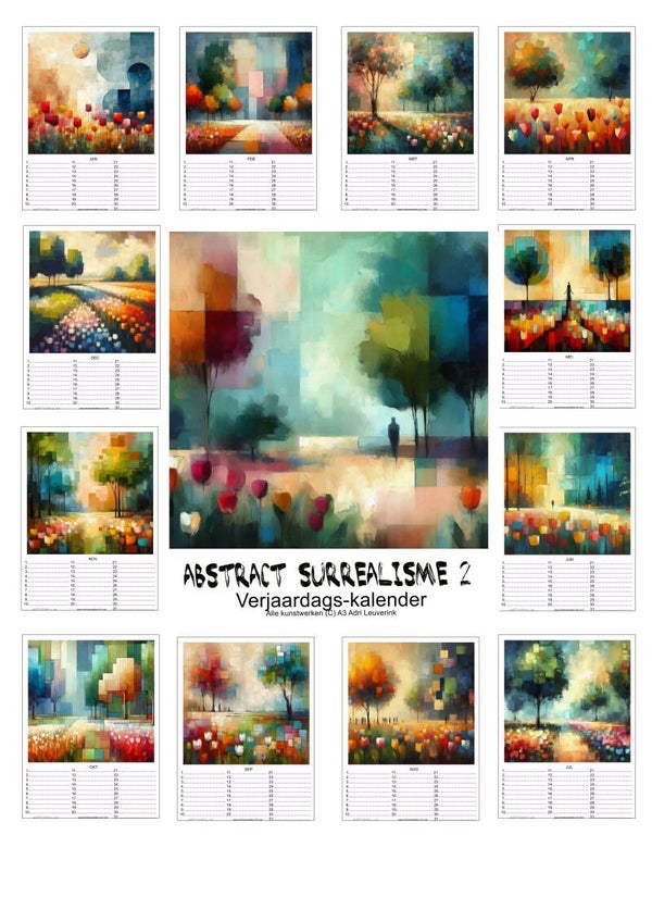 Verjaardagskalenders in A4 en A3 Landschappen diverse stijlen