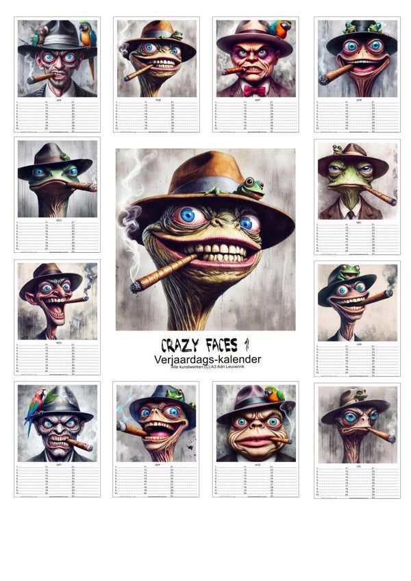 Verjaardagskalenders in A4 en A3 Maf