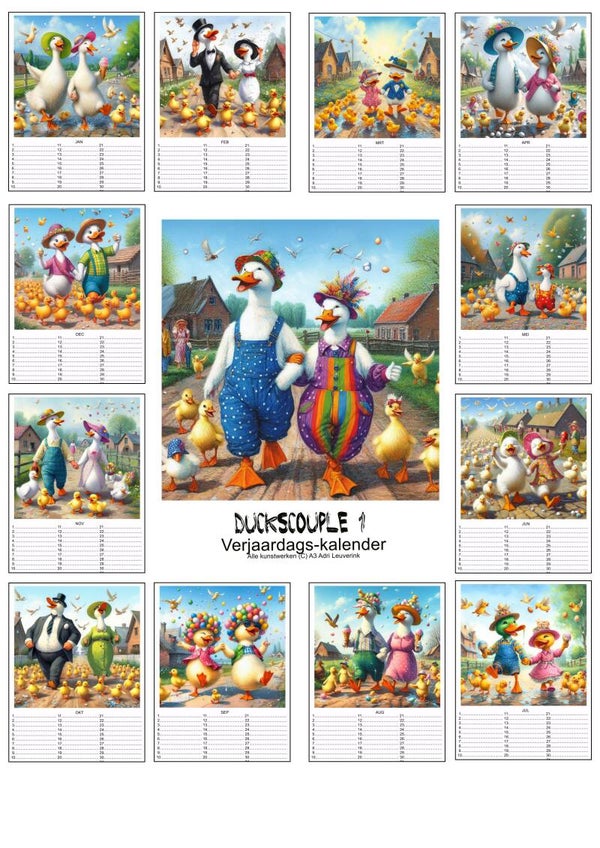 Verjaardagskalenders in A4 en A3 Eenden