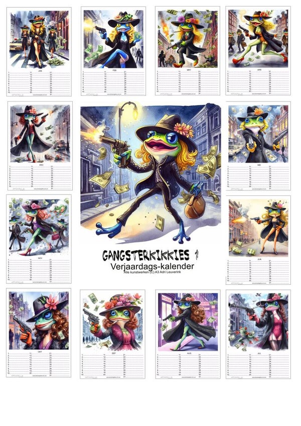 Verjaardagskalenders in A4 en A3 Gangsters