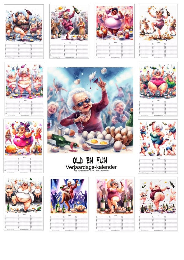 Verjaardagskalenders in A4 en A3