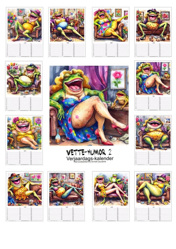 Verjaardagskalenders in A4 en A3 Ondeugend