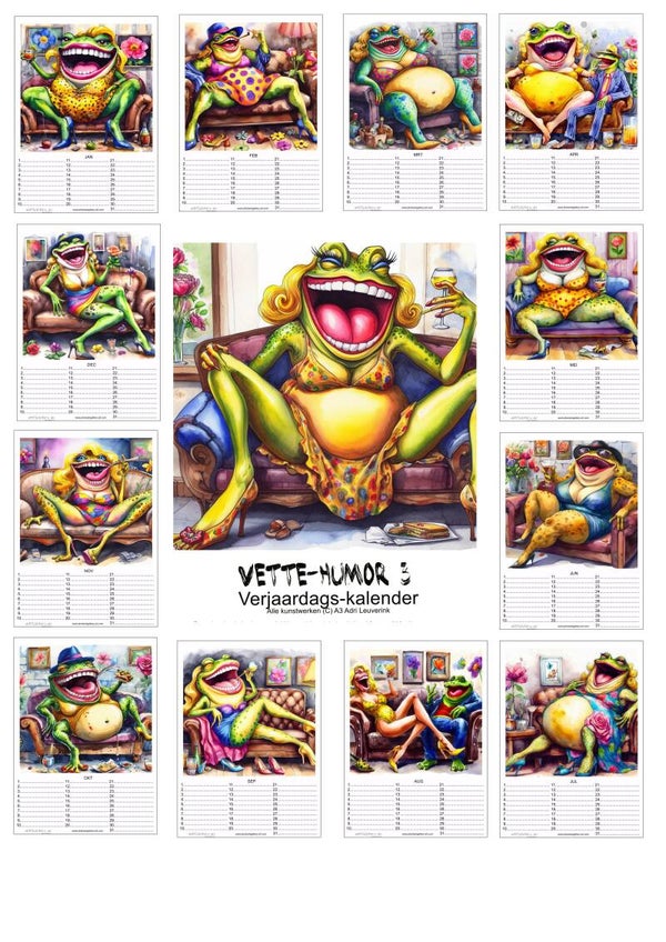 Verjaardagskalenders in A4 en A3 Ondeugend