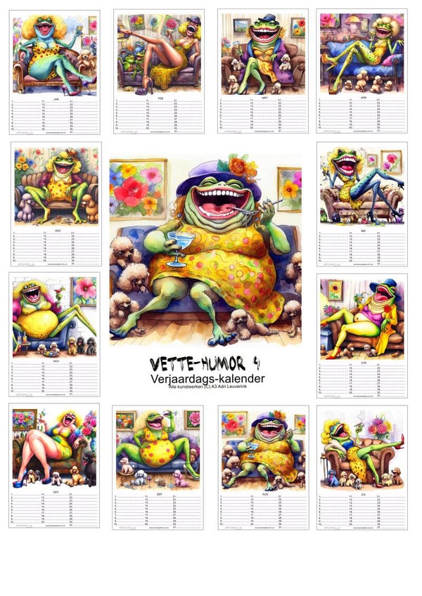 Verjaardagskalenders in A4 en A3 Ondeugend