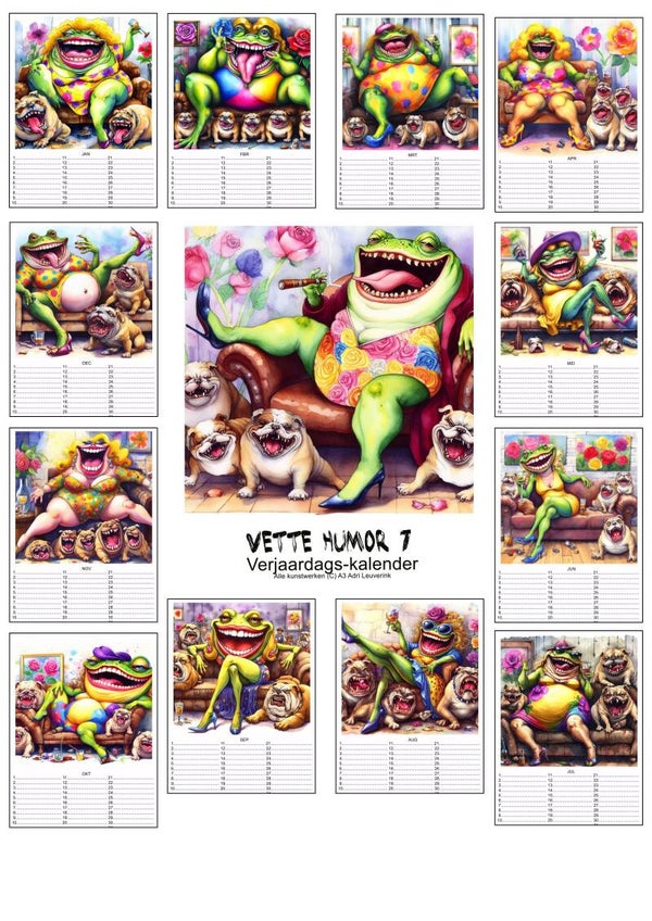Verjaardagskalenders in A4 en A3 Ondeugend