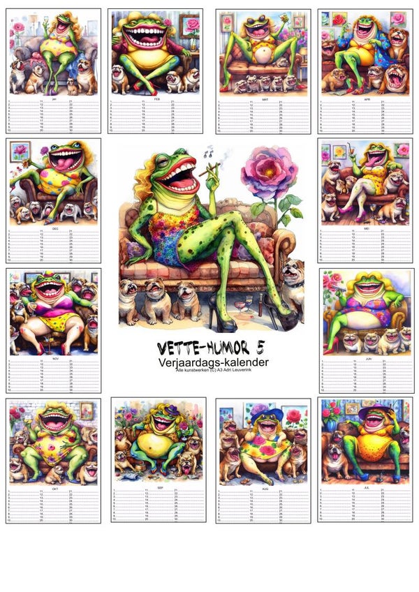 Verjaardagskalenders in A4 en A3 Ondeugend