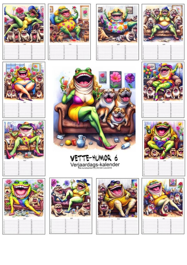 Verjaardagskalenders in A4 en A3 Ondeugend
