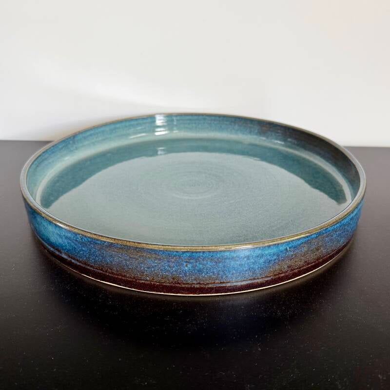 Blauwe schaal keramiek uniek handmade