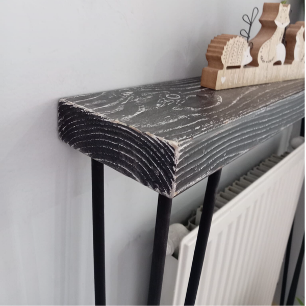 Monochrome wooden console, radiator shelf with harpins 71/86/91 cm