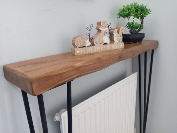 Aged wooden ,vintage,radiator,floating shelf with free harpins 86cm.