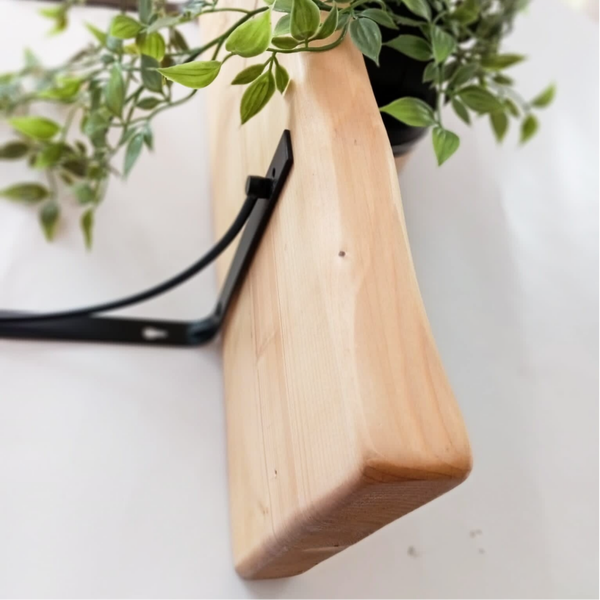 Solid Aged wooden, vintage ,rustic shelf with C brackets