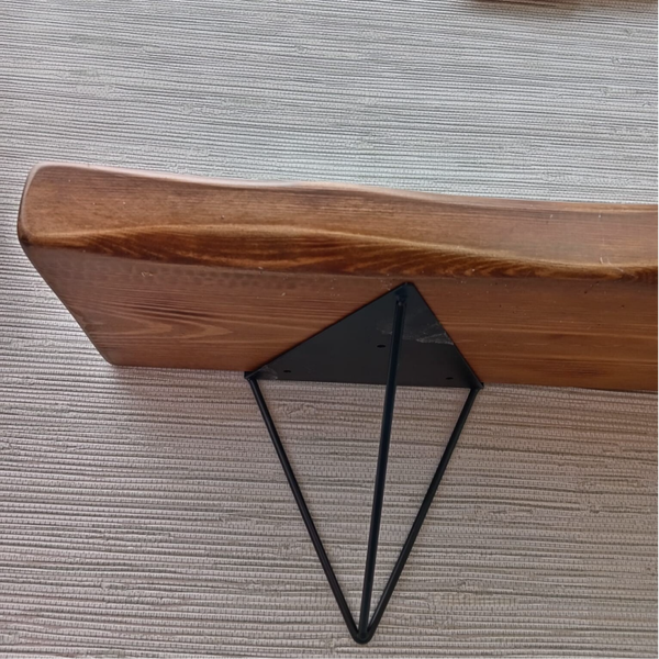 Solid Aged wood, floating ,vintage ,rustic shelf with triangle brackets