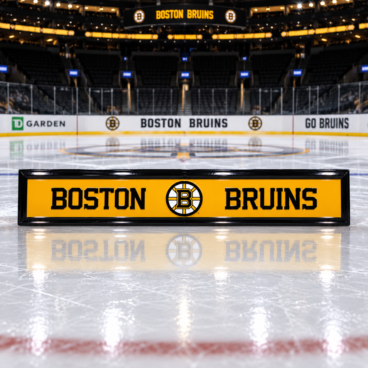 boston bruins wood sign sitting of the garden ice
