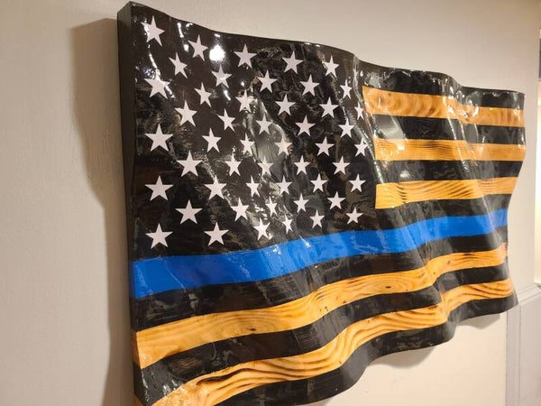 Wavy Wood Thin Blue LIne