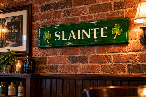 Irish “Sláinte” Wooden Sign – Handcrafted Celtic Décor